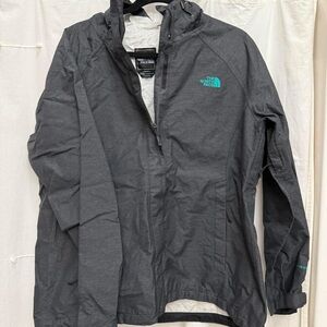 The North Face Charcoal Jacket with Aqua Logo
